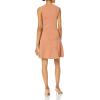 Cable Stitch Women’s Floral Jacquard Dress – V-Neck Sleeveless A-Line Flare Knee-Length Cocktail Sweater Knit Dress(Burnt Bronze)
