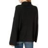 Cable Stitch Women’s Funnel Neck Oversized Sweater – Wide Cuff Long Sleeve Loose Fit Solid Color Pullover Top(Black)