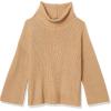 Cable Stitch Women’s Funnel Neck Oversized Sweater – Wide Cuff Long Sleeve Loose Fit Solid Color Pullover Top(Camel)