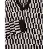 Cable Stitch Women’s Geometric Jacquard Pattern Sweater – V-Neck Long Sleeve Novelty Pullover Top(Black/Grey)