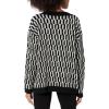 Cable Stitch Women’s Geometric Jacquard Pattern Sweater – V-Neck Long Sleeve Novelty Pullover Top(Black/Grey)