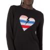 Cable Stitch Women’s Graphic Front Crewneck Sweater – Striped Heart Leopard Star Intarsia Print Long Sleeve Pullover Knit Top(Heart-black)
