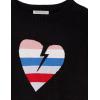 Cable Stitch Women’s Graphic Front Crewneck Sweater – Striped Heart Leopard Star Intarsia Print Long Sleeve Pullover Knit Top(Heart-black)