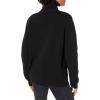 Cable Stitch Women’s Half Zip Cotton Pullover Sweater – Solid V-Neck Collar Loose Rib-Knit Long Sleeve Top(Black)