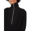 Cable Stitch Women’s Half Zip Cotton Pullover Sweater – Solid V-Neck Collar Loose Rib-Knit Long Sleeve Top(Black)
