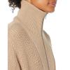 Cable Stitch Women’s Half Zip Cotton Pullover Sweater – Solid V-Neck Collar Loose Rib-Knit Long Sleeve Top(Camel)