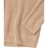Cable Stitch Women’s Half Zip Cotton Pullover Sweater – Solid V-Neck Collar Loose Rib-Knit Long Sleeve Top(Camel)