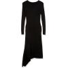 Cable Stitch Women’s Handkerchief Hem Ribbed Dress – Crewneck Long Sleeve Bodycon Fitted Midi Sweater Dress(Black)