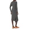 Cable Stitch Women’s Handkerchief Hem Ribbed Dress – Crewneck Long Sleeve Bodycon Fitted Midi Sweater Dress(Charcoal)