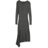 Cable Stitch Women’s Handkerchief Hem Ribbed Dress – Crewneck Long Sleeve Bodycon Fitted Midi Sweater Dress(Charcoal)