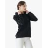 Cable Stitch Women’s Hooded Puff Shoulder Sweatshirt(Black)