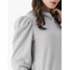 Cable Stitch Women’s Hooded Puff Shoulder Sweatshirt(Heather Grey)