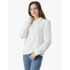 Cable Stitch Women’s Hooded Puff Shoulder Sweatshirt(Ivory)