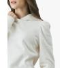 Cable Stitch Women’s Hooded Puff Shoulder Sweatshirt(Ivory)