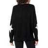 Cable Stitch Women’s Intarsia Sweater – Star, Lightning Bolt, Heart Graphics Long Sleeve Crewneck Pullover Top(Black/White Star)