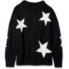 Cable Stitch Women’s Intarsia Sweater – Star, Lightning Bolt, Heart Graphics Long Sleeve Crewneck Pullover Top(Black/White Star)