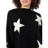 Cable Stitch Women’s Intarsia Sweater – Star, Lightning Bolt, Heart Graphics Long Sleeve Crewneck Pullover Top(Black/White Star)