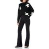 Cable Stitch Women’s Intarsia Sweater – Star, Lightning Bolt, Heart Graphics Long Sleeve Crewneck Pullover Top(Black/White Star)