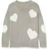 Cable Stitch Women’s Intarsia Sweater – Star, Lightning Bolt, Heart Graphics Long Sleeve Crewneck Pullover Top(Heather Grey/White Heart)