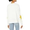 Cable Stitch Women’s Intarsia Sweater – Star, Lightning Bolt, Heart Graphics Long Sleeve Crewneck Pullover Top(Off-white/Marigold Star)