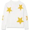 Cable Stitch Women’s Intarsia Sweater – Star, Lightning Bolt, Heart Graphics Long Sleeve Crewneck Pullover Top(Off-white/Marigold Star)
