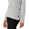 Cable Stitch Women’s Lightweight Long Sleeve Button Pullover Top(Marled Grey)