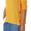 Cable Stitch Women’s Lightweight Long Sleeve Button Pullover Top(Mustard)