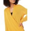 Cable Stitch Women’s Lightweight Long Sleeve Wrap High/Low Knit Top – V-Neck Wrap Front Pullover Sweater(Mustard)