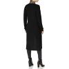 Cable Stitch Women’s Lightweight V-Neck Cardigan – Button Front Rib-Knit Midi Length Sweater Cover-up Duster(Black)