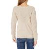 Cable Stitch Women’s Long Sleeve Chevron Cable Sweater – Crewneck Drop Shoulder Pointelle Cotton Solid Pullover Top(Taupe)