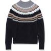Cable Stitch Women’s Long Sleeve Nordic Fair Isle Turtleneck Pullover Sweater Top(Multi-black)