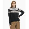 Cable Stitch Women’s Long Sleeve Nordic Fair Isle Turtleneck Pullover Sweater Top(Multi-black)