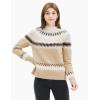 Cable Stitch Women’s Long Sleeve Nordic Fair Isle Turtleneck Pullover Sweater Top(Multi-camel)