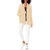 Cable Stitch Women’s Long-Sleeve Rib-Knit Cardigan with Thumbhole - Open Front Oversized Loose Sweater Coat(Warm Ivory)