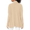 Cable Stitch Women’s Long-Sleeve Rib-Knit Cardigan with Thumbhole - Open Front Oversized Loose Sweater Coat(Warm Ivory)