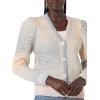 Cable Stitch Women’s Marled Puff Sleeve Cardigan – V-Neck Button Front Space-Dyed Cropped Long Sleeve Sweater Cover-Up(Dawn Ombre)