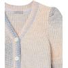 Cable Stitch Women’s Marled Puff Sleeve Cardigan – V-Neck Button Front Space-Dyed Cropped Long Sleeve Sweater Cover-Up(Dawn Ombre)