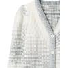 Cable Stitch Women’s Marled Puff Sleeve Cardigan – V-Neck Button Front Space-Dyed Cropped Long Sleeve Sweater Cover-Up(Grey Ombre)