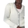 Cable Stitch Women’s Marled Puff Sleeve Cardigan – V-Neck Button Front Space-Dyed Cropped Long Sleeve Sweater Cover-Up(Grey Ombre)