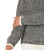 Cable Stitch Women’s Marled Raglan Crewneck Sweater – Fisherman Stitch Contrast Tipping Long Sleeve Pullover Knit Top(Marled Grey)