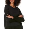 Cable Stitch Women’s Mixed Stitch Long-Sleeve Oversized Sweater – Soft Crewneck Slouchy Casual Pullover Top(Black)