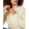 Cable Stitch Women’s Mixed Stitch Turtleneck Sweater – Mock Neck Fringe Raglan Long Sleeve Pullover Solid Color Top(Ivory)