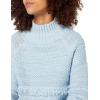 Cable Stitch Women’s Mixed Stitch Turtleneck Sweater – Mock Neck Fringe Raglan Long Sleeve Pullover Solid Color Top(Light Blue)