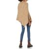 Cable Stitch Women’s Mock Neck Cable Poncho – Solid Color Oversized Sweater Knit Cape Cover-up Top(Camel)