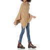 Cable Stitch Women’s Mock Neck Cable Poncho – Solid Color Oversized Sweater Knit Cape Cover-up Top(Camel)
