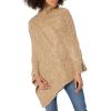 Cable Stitch Women’s Mock Neck Cable Poncho – Solid Color Oversized Sweater Knit Cape Cover-up Top(Camel)