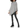 Cable Stitch Women’s Mock Neck Cable Poncho – Solid Color Oversized Sweater Knit Cape Cover-up Top(Heather Grey)