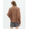 Cable Stitch Women’s Mock Neck Cozy Sweater – Oversized Soft Long Sleeve Drop Shoulder High Low Hem Slouchy Pullover Top(Caramel)