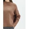 Cable Stitch Women’s Mock Neck Cozy Sweater – Oversized Soft Long Sleeve Drop Shoulder High Low Hem Slouchy Pullover Top(Caramel)