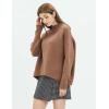 Cable Stitch Women’s Mock Neck Cozy Sweater – Oversized Soft Long Sleeve Drop Shoulder High Low Hem Slouchy Pullover Top(Caramel)